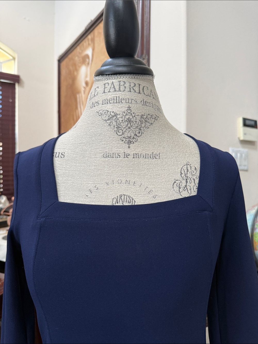 Boston Proper Navy Square-Neck Midi Dress - Picture 2 of 6
